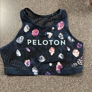 Peloton Black Bra with Multicolor Gem Pattern.  Reversible